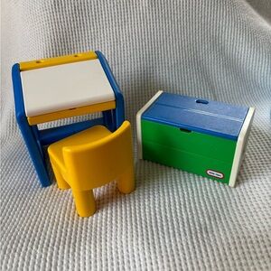 Vintage Little Tikes Dollhouse TOYBoX w Lid Storage Chest & Dedk playroom 90’s